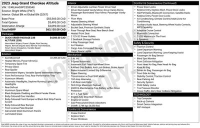 2023 Jeep Grand Cherokee Altitude X Power Sunroof & ParkView Rear Back-Up Camera