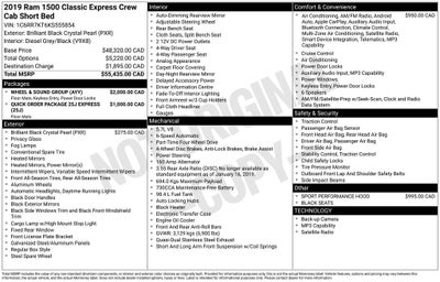 2019 RAM 1500 Classic Express Value Package