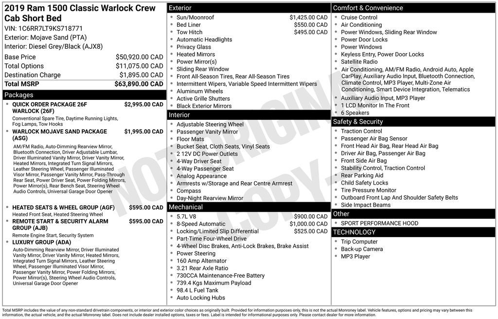 2019 RAM 1500 Classic Warlock