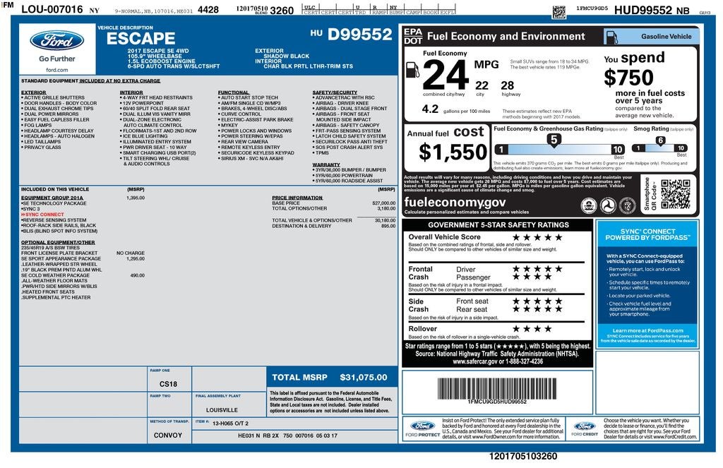 2017 Ford Escape SE Technology Package