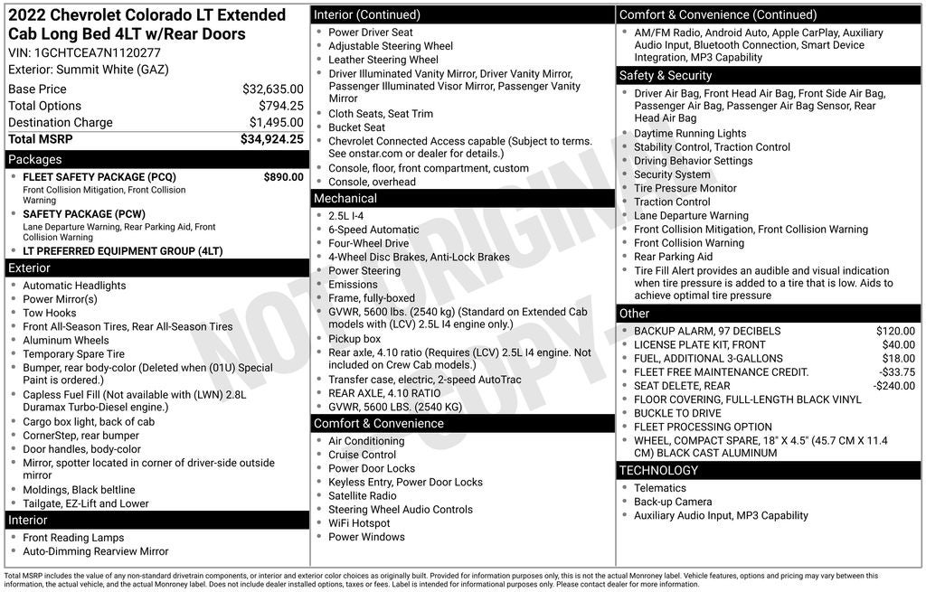 2022 Chevrolet Colorado LT Alloy wheels