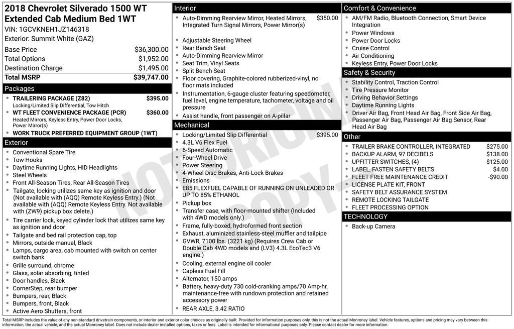 2018 Chevrolet Silverado 1500 WT With Plow