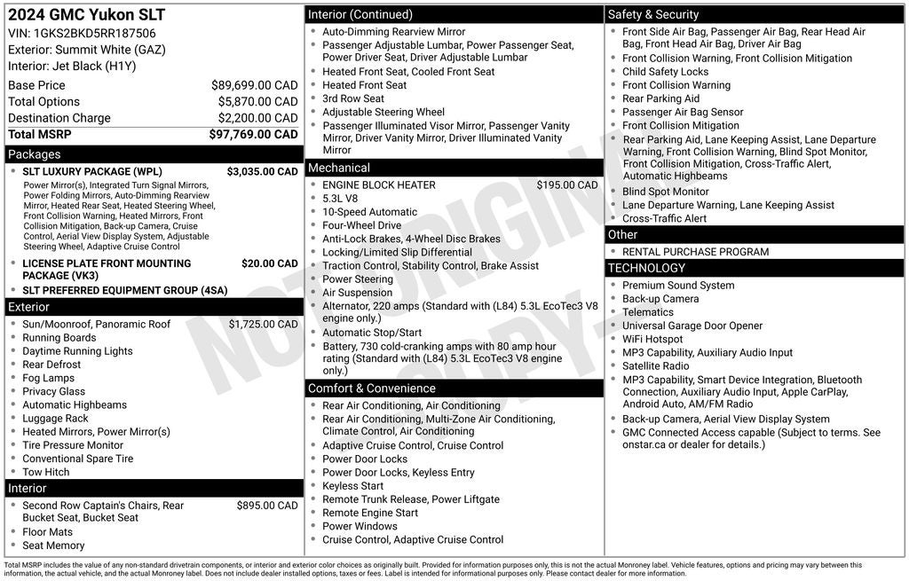 2024 GMC Yukon SLT Navigation System