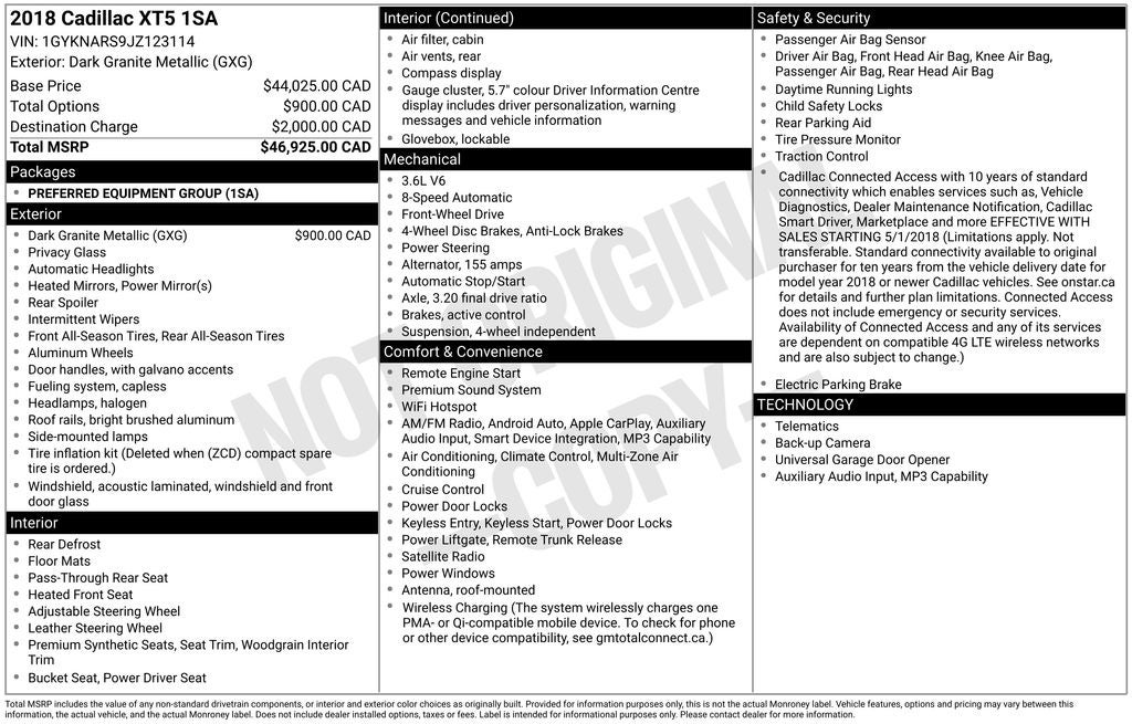 2018 Cadillac XT5 Base Alloy wheels
