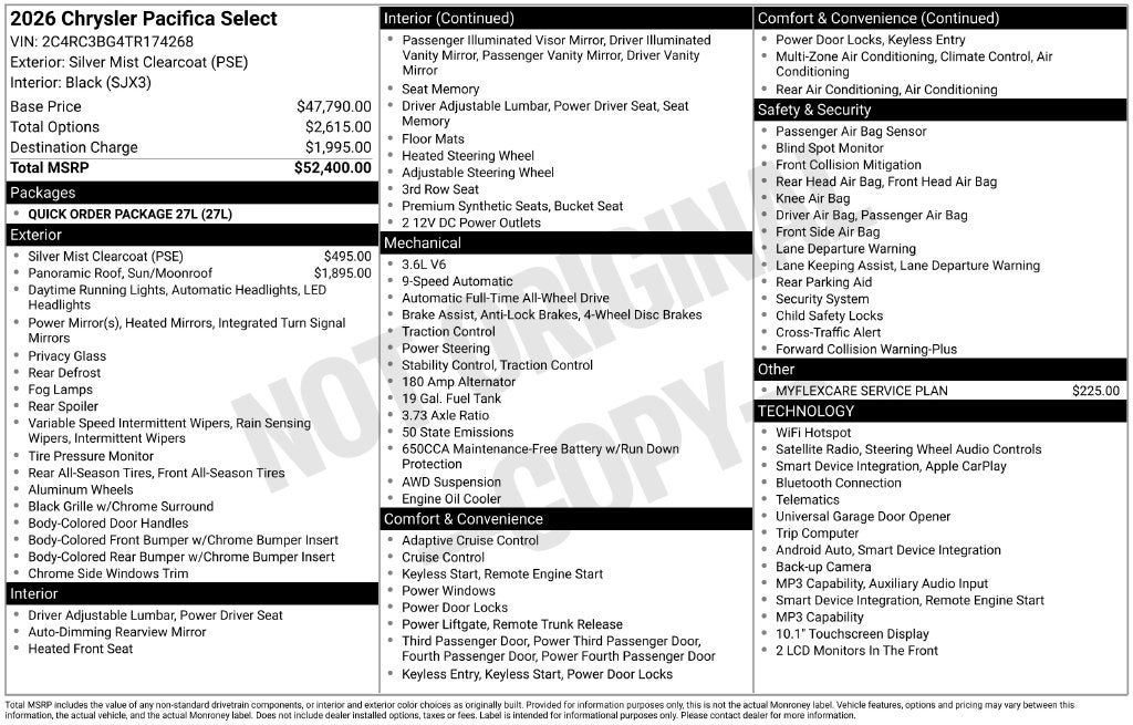 2026 Chrysler Pacifica Select