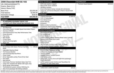 2008 Chevrolet HHR SS Power Sunroof w/Express-Open