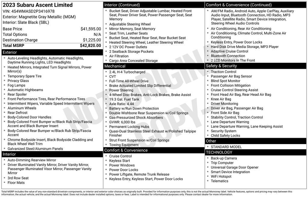 2023 Subaru Ascent Limited