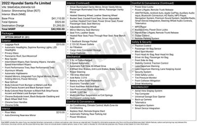 2022 Hyundai Santa Fe Limited Navigation System & Power moonroof