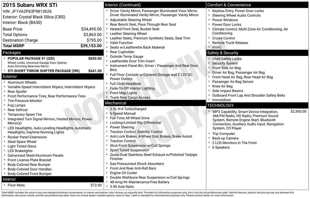 2015 Subaru Impreza WRX STi