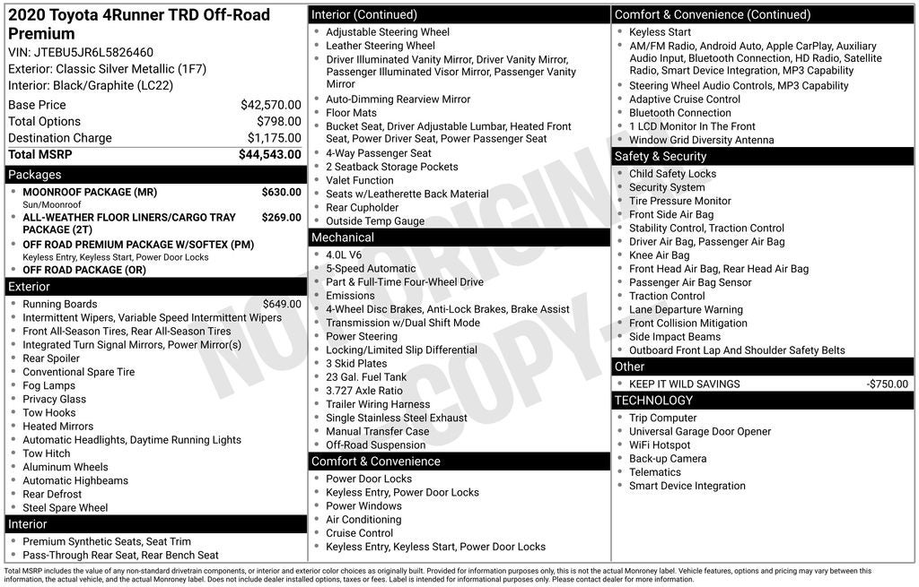 2020 Toyota 4Runner TRD Off-Road Premium