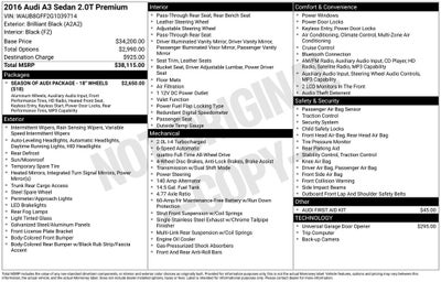 2016 Audi A3 2.0T Premium quattro