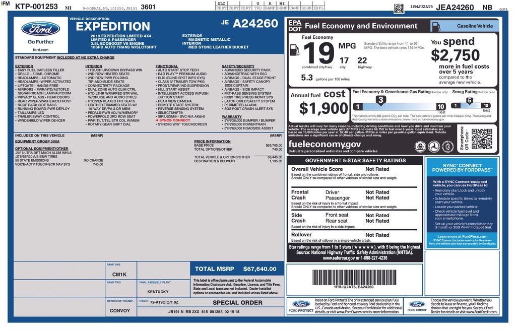 2018 Ford Expedition Limited Heated Leather 4x4 Navigation Rear Camera Sync Sys