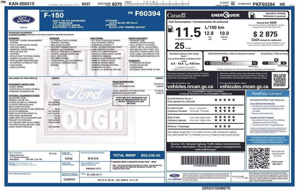 2023 Ford F-150 Lariat Sport Heated Cooled Leather Pano Roof Nav Trailer