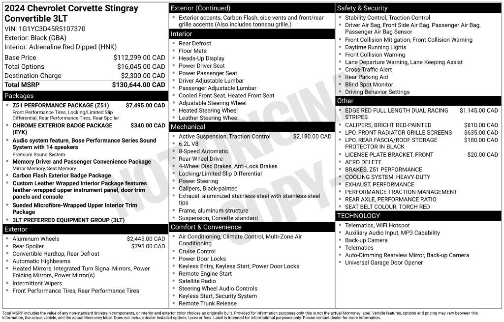 2024 Chevrolet Corvette Stingray 3LT