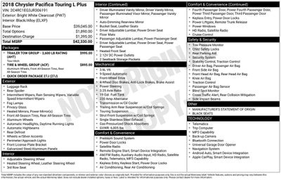 2018 Chrysler Pacifica Touring L Plus Heated Leather Rear Camera Power Sliding Doors
