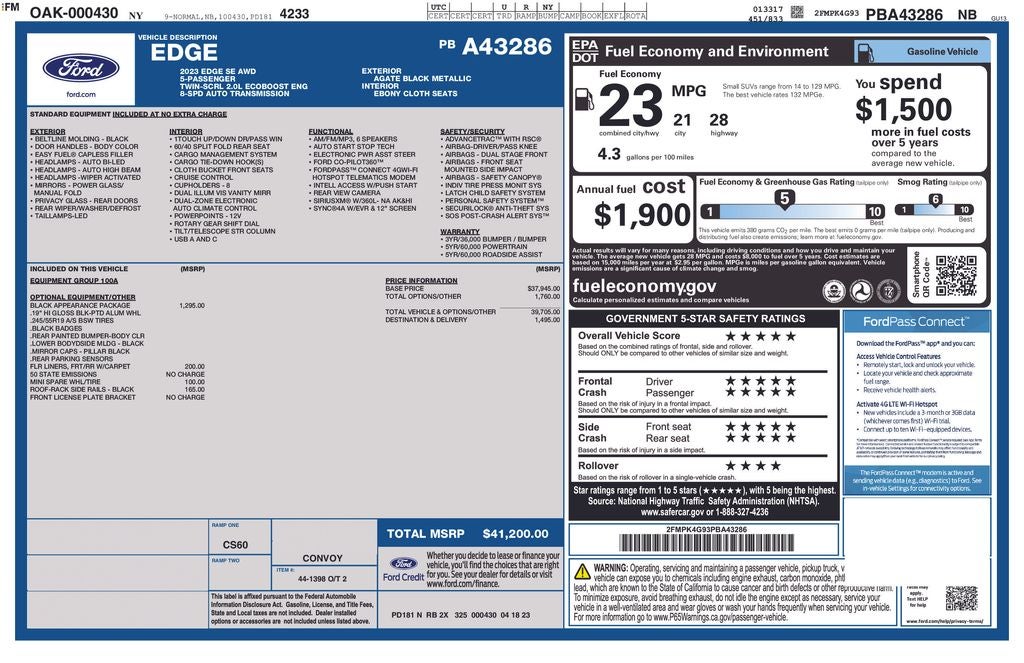 2023 Ford Edge SE AWD REAR CAMERA
