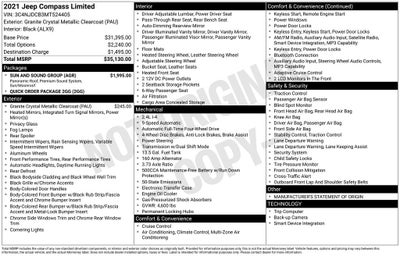 2021 Jeep Compass Limited 4x4 Leather Power Moonroof
