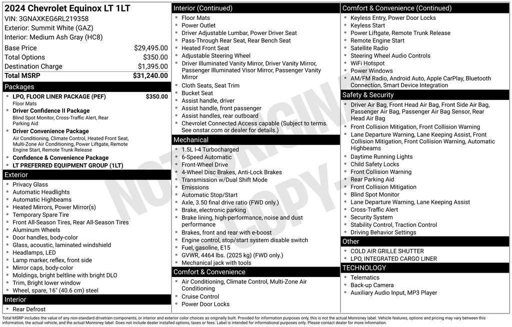 2024 Chevrolet Equinox LT Rear Camera Power Seat
