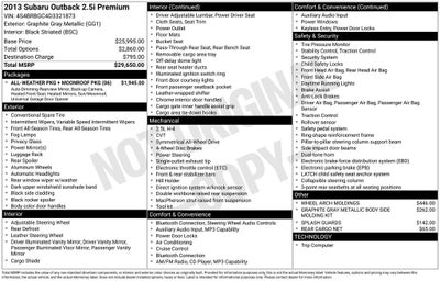 2013 Subaru Outback 2.5i Premium