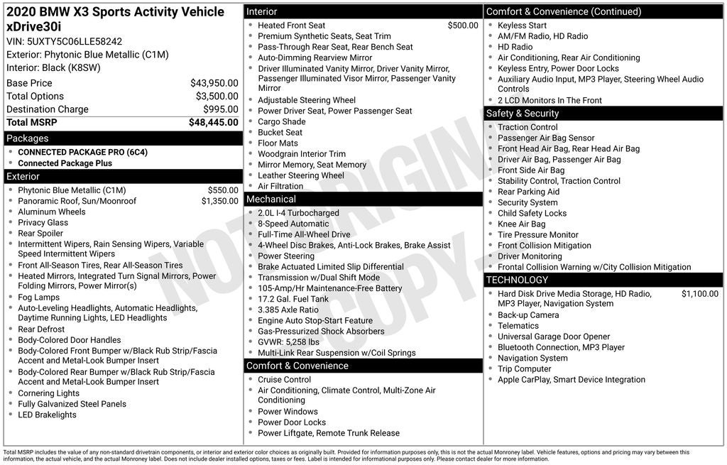 2020 BMW X3 xDrive30i