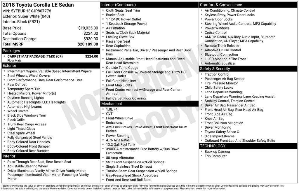 2018 Toyota Corolla L