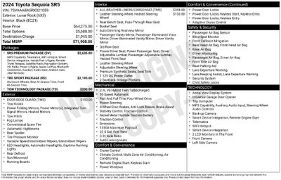2024 Toyota Sequoia SR5 TRD Sport Pkg Tech Pkg Moonroof Tow Leather