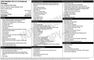 2025 Mazda Mazda CX-5 2.5 S Preferred Package AWD Leather Power Moonroof Rear Camera