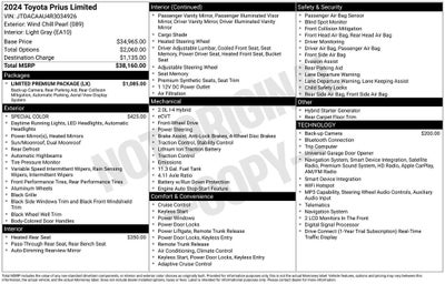 2024 Toyota Prius Limited HYBRID PREMIUM PKG NAV PERIPHERAL VISION 360 CAM