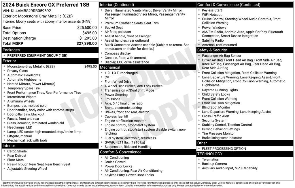 2024 Buick Encore GX Preferred Combo Premium Synthetic Leather Rear Camera Alloys