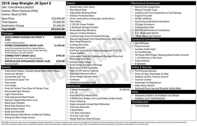 2018 Jeep Wrangler JK Sport S 4x4