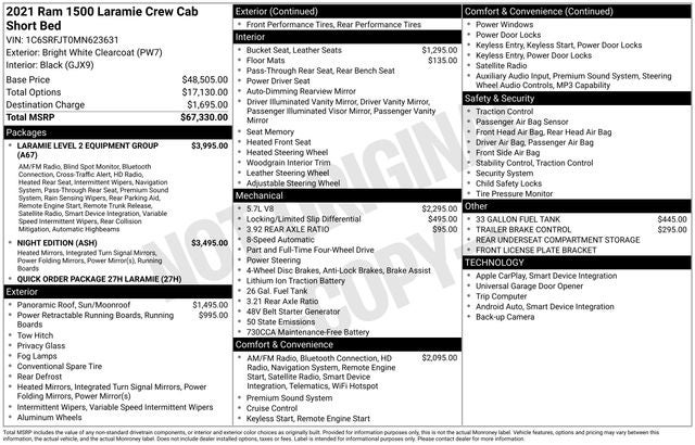 2021 RAM 1500 Laramie Crew Cab 4x4 5'7' Box