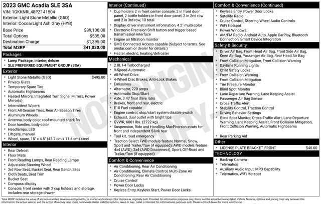 2023 GMC Acadia AWD SLE