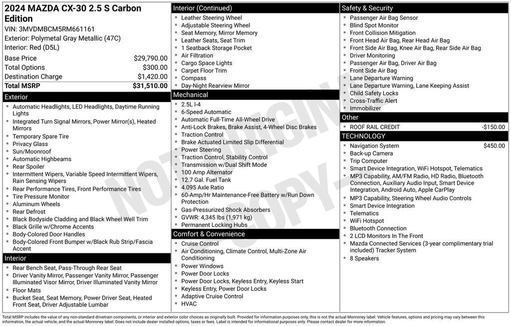 2024 Mazda Mazda CX-30 2.5 S Carbon Edition