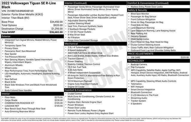 2022 Volkswagen Tiguan 2.0T SE R-Line Black