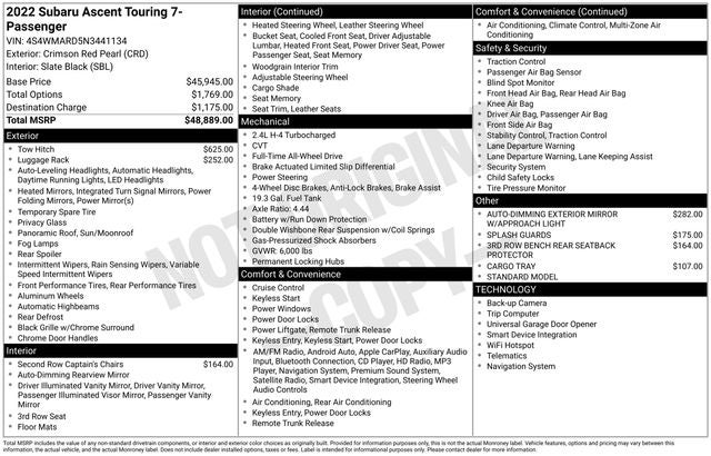 2022 Subaru Ascent Touring